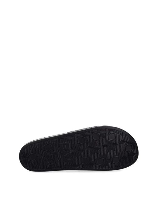 EA7 White Logo-Embossed Slides