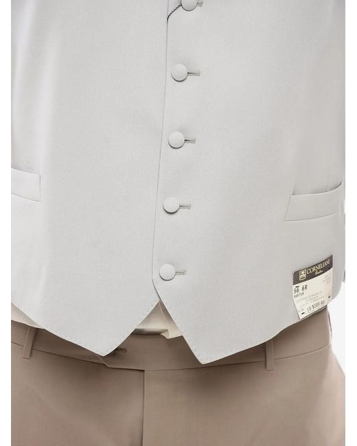 Corneliani White Jetted-Pockets Wool Waistcoat for men