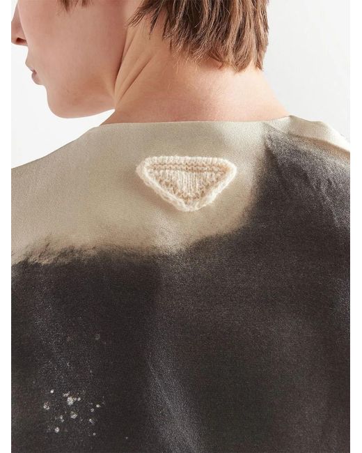 Prada Gray Two-Tone Satin Top