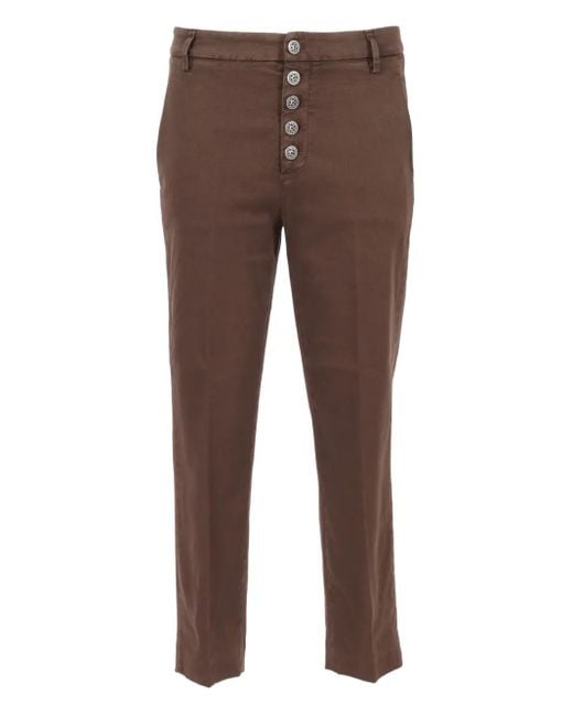 Dondup Straight Broek Met Knopen in het Brown