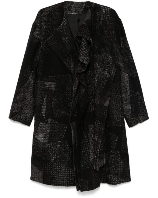 Y's Yohji Yamamoto Black Patchwork-Pattern Coat