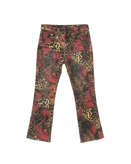 R13 Gray Kick Leopard-Print Jeans