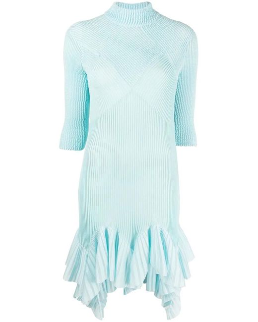 Givenchy Blue Flounced Plissé Mini Dress