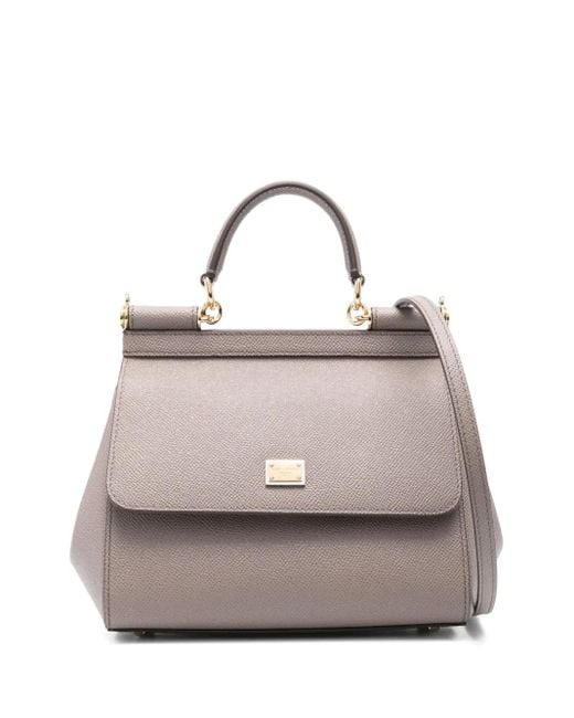 Dolce & Gabbana Gray Medium Mud-Coloured Sicily Handbag