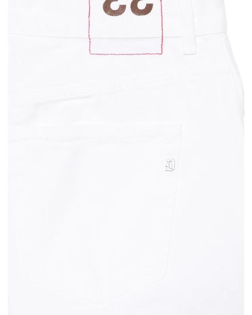 Dondup White Logo-Patch Five-Pocket Shorts for men