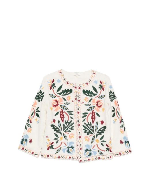 MAISON 123 White Voltige Floral-Embroidered Cardigan