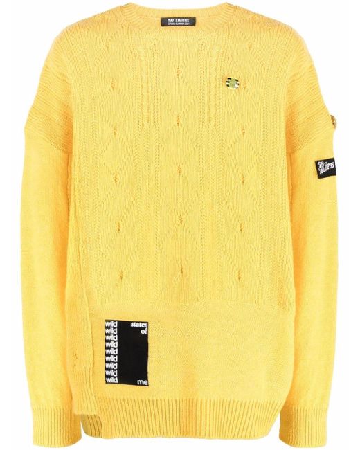 Raf Simons Yellow Patchwork Knitted Jumper for men