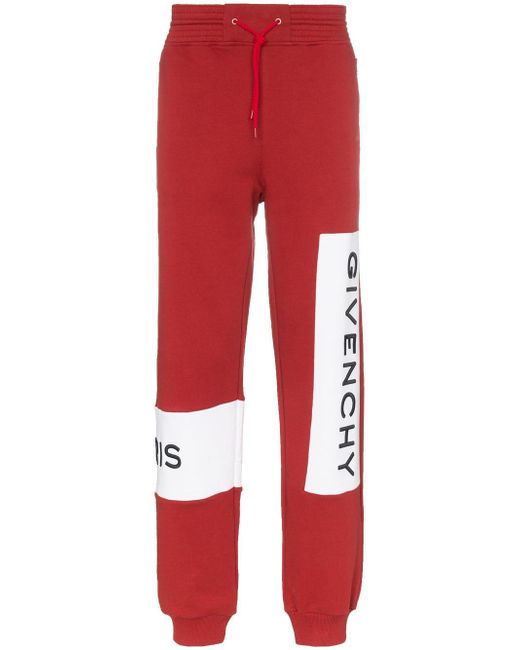 Pantalones de chándal con logo bordado Givenchy de Algodón de color Rojo  para hombre | Lyst