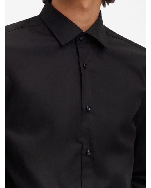 Chemise en coton à manches longues HUGO pour homme en coloris Black