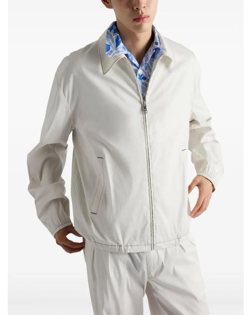 Prada White Lightweight Poplite/Techline Track Jacket For Ss25 for men