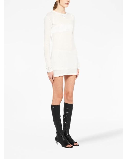 【MIU MIU】 Stretch jersey mini-dress MIU MIU Logo-Print Stretch-Jersey Mini Dress | endource