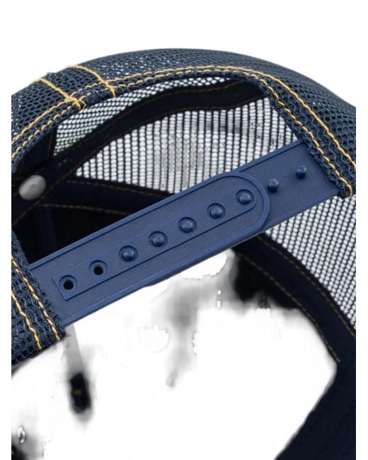 Evisu Blue Seagull-Print Patch-Pocket Cap