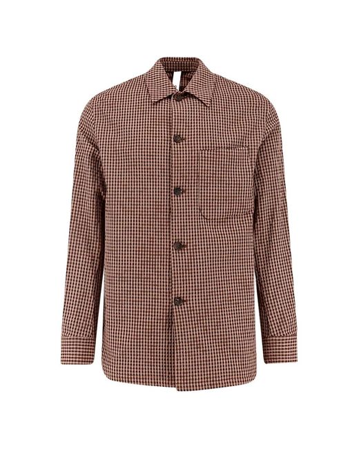 Hevò Brown Chest-Pocket Checked Shirt for men