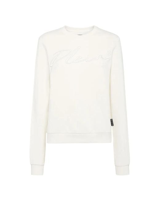 Philipp Plein White Signature Embroidered Sweatshirt