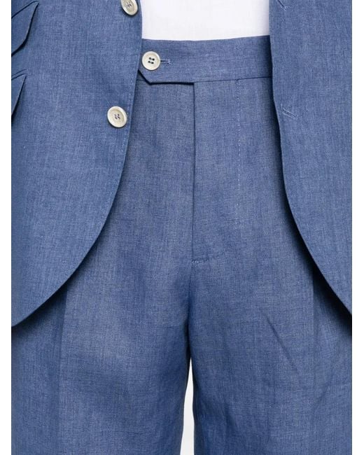 Brunello Cucinelli Blue Costume En Lin for men
