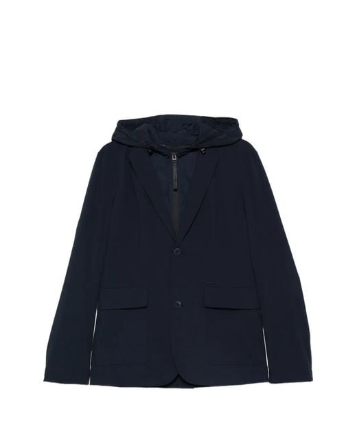 ALPHATAURI Blue Hooded Pocket Blazer