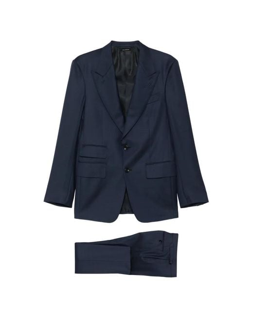 Tom Ford Blue Peak-Lapel Single-Breasted Suit for men