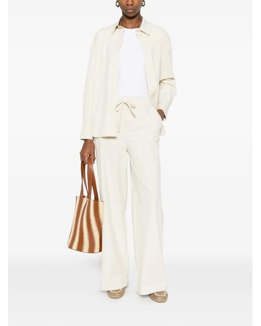 Max Mara White Drawstring Palazzo Pants