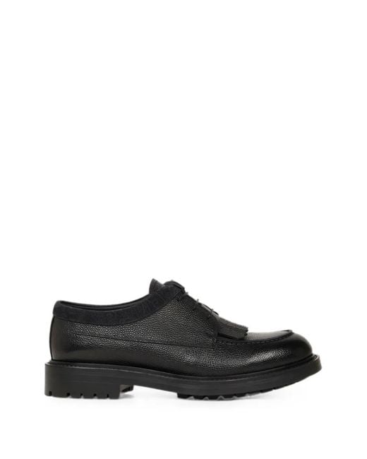 Etro Black Mocassins En Cuir Grainé À Lacets for men