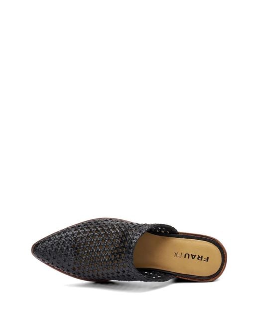 Frau White Hand-Woven Leather Mules