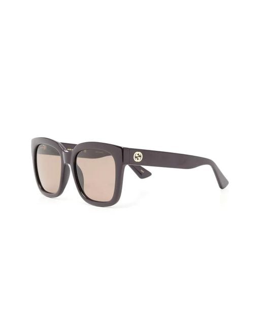 Gucci Brown Rectangle-Frame Sunglasses