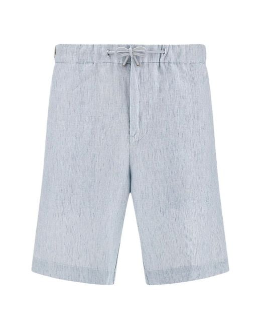 Paul & Shark Blue Drawstring Linen Bermuda Shorts for men