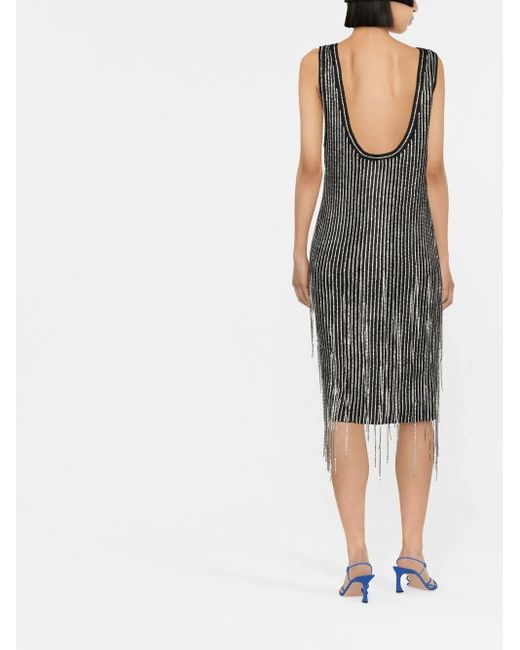 Philosophy Di Lorenzo Serafini Black Fringe-Detail Knitted Dress