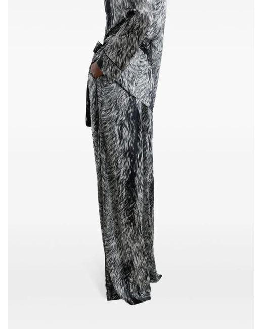 Dolce & Gabbana Gray Abstract Pattern Trousers
