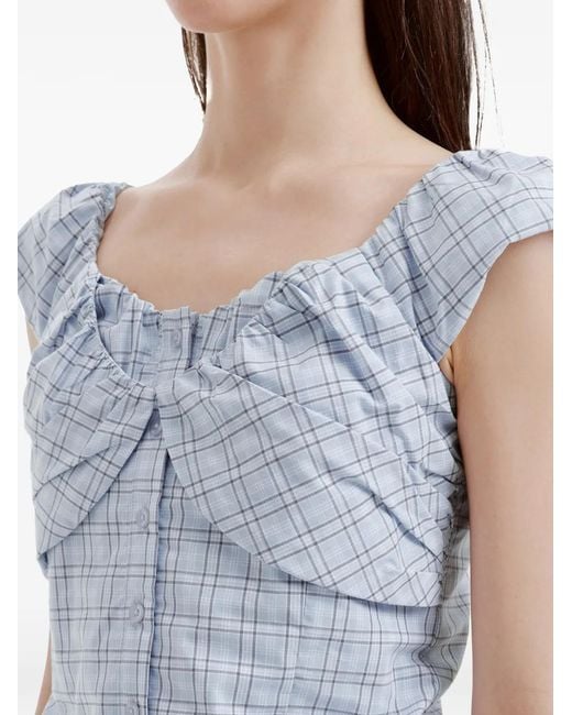 B+ AB Blue Check-Pattern Top