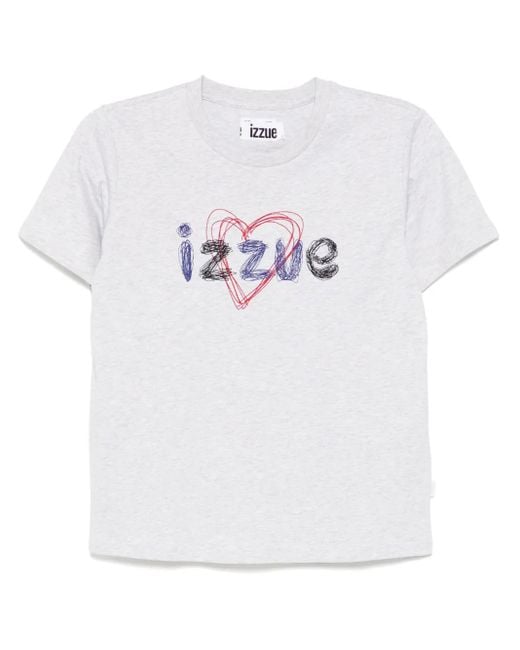 Izzue White Logo-Embroidered T-Shirt