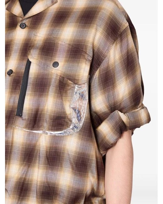 Kolor Brown Plaid Pocket Shirt for men