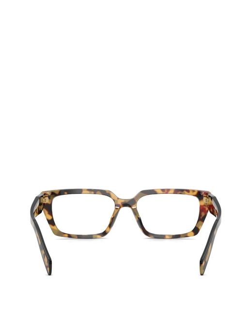 Prada White Brille Mit Eckigem Gestell