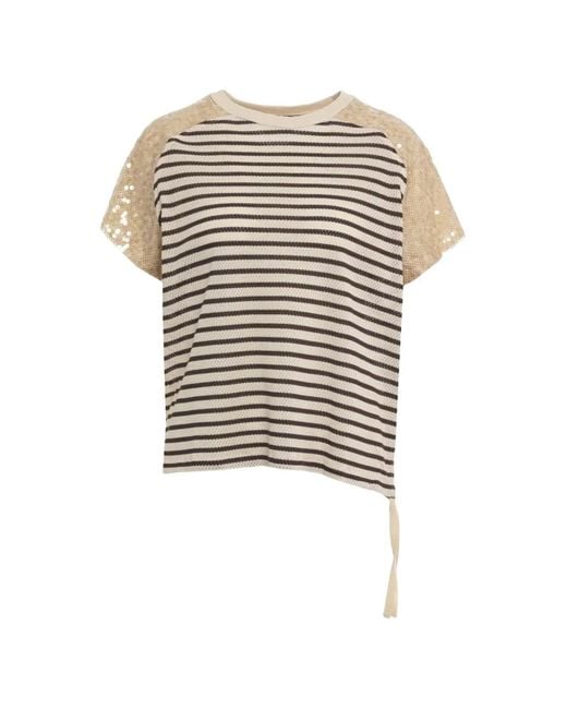 8pm White Striped T-Shirt