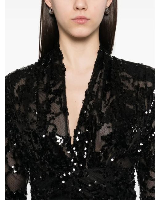 Victoria Beckham Black Sequinned Mini Dress