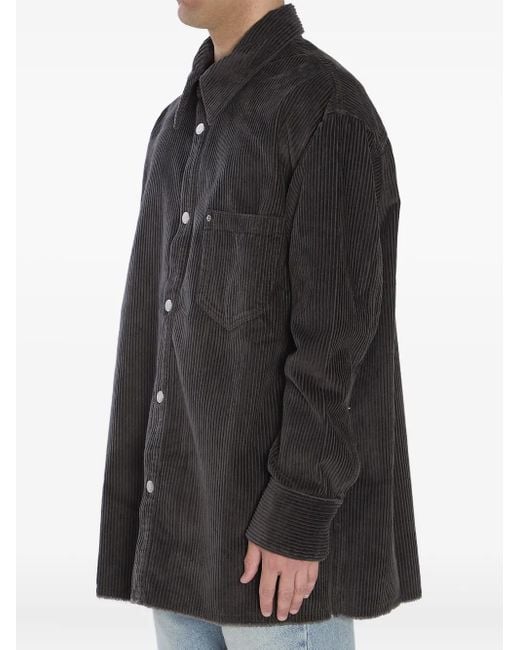AMI Black Corduroy Patch-Pocket Shirt Jacket for men