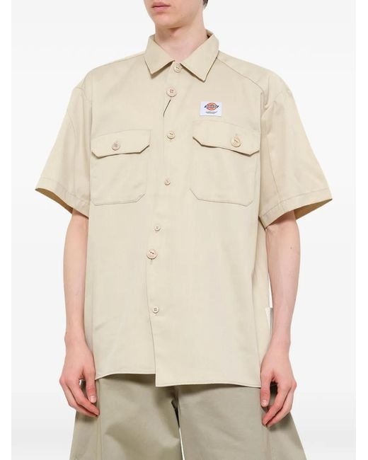 Undercover White Asymmetric Curved-Closure Shirt for men