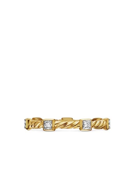 David Yurman Metallic 18kt Yellow Gold Cable Collectibles Cable Diamond Stack Ring