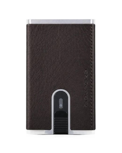 Piquadro Black Leather-Wrapped Card Holder for men