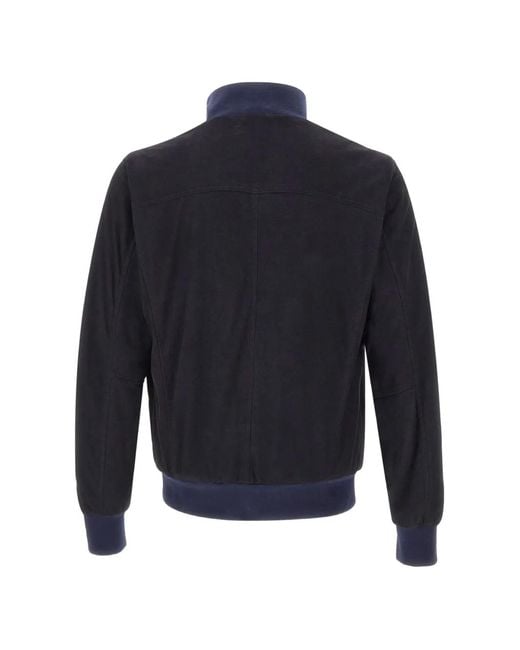 Barba Napoli Blue High-Collar Patch-Pockets Jacket for men