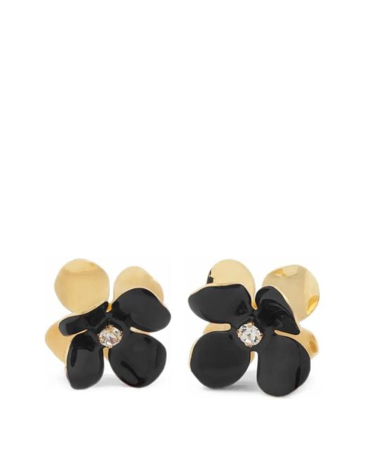 Marni Black Enamel Daisy Stud Earrings