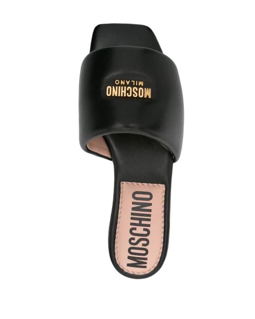 Moschino Black Sandalen Mit Logo-Schild