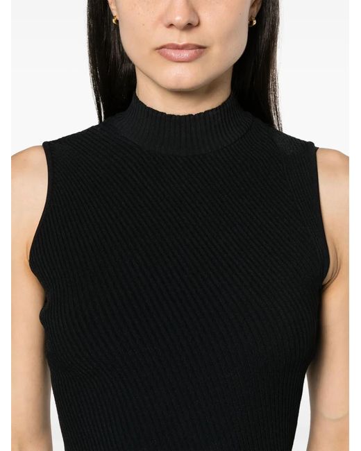 Totême  Black Almaz Asymmetric Ribbed Tank Top