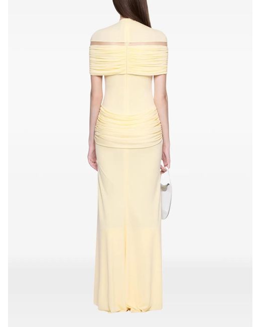 Chats by C.Dam White Marlene Draped Maxi Dress