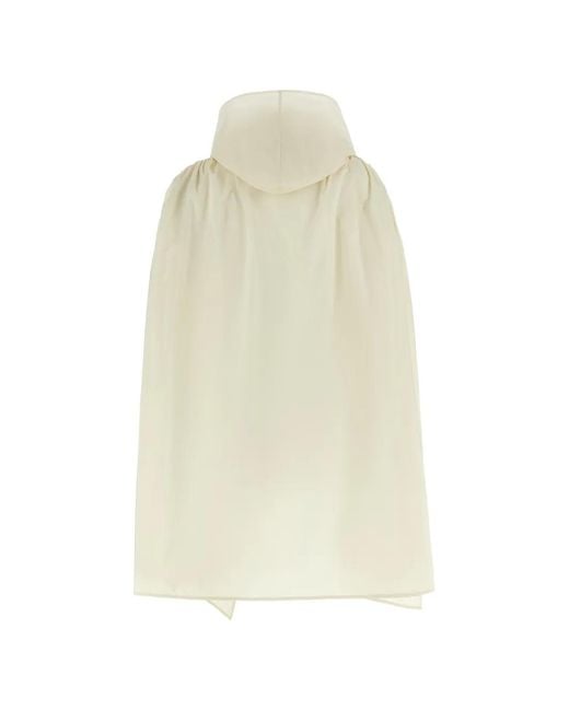 Moncler White Cape À Patch Logo