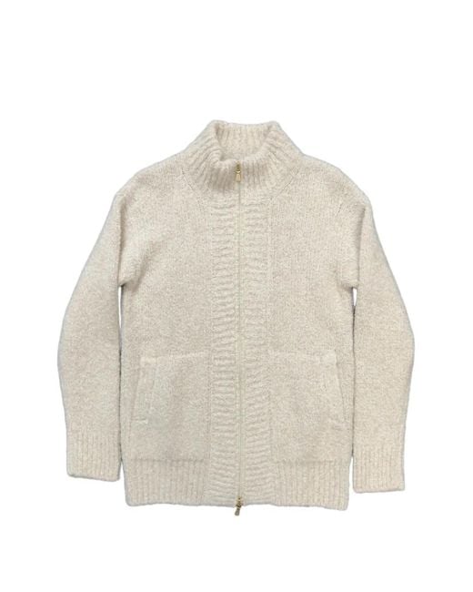 Eleventy White Zip-Up Cardigan