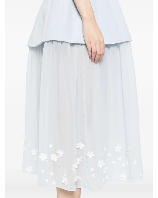 Stine Goya White Floral-Appliqué Midi Dress