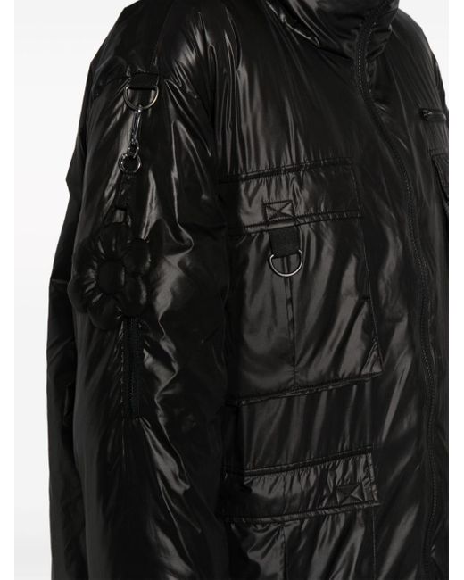 Cynthia Rowley Black Cargo-pocket Puffer Coat