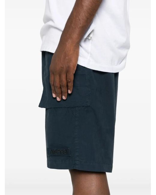 Aspesi Blue Logo-Patch Cargo Shorts for men