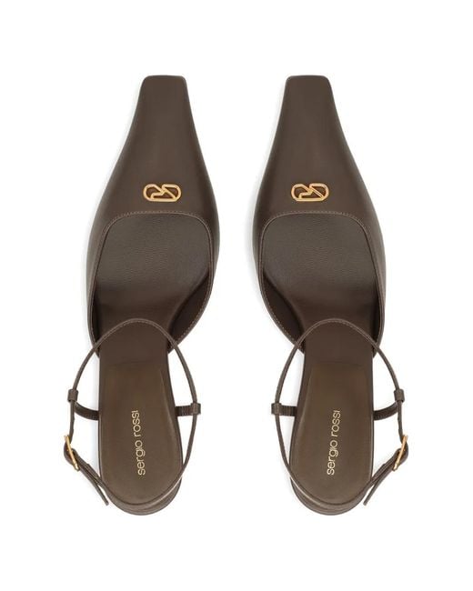 Sergio Rossi White Surge Logo-Plaque Pointed-Toe Pumps
