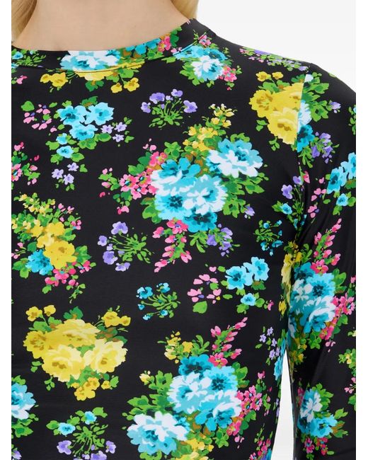 MSGM Green Haut À Fleurs